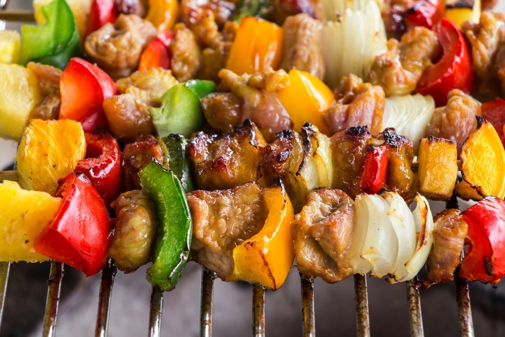 chicken kabobs on grill