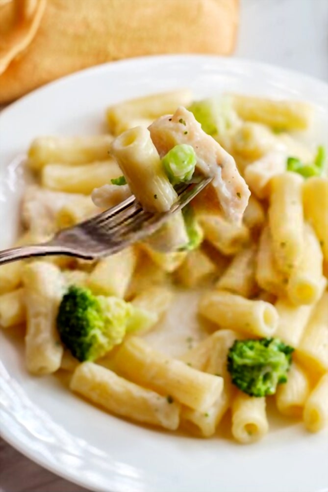 chicken alfredo pasta with broccoli