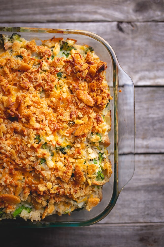 low carb chicken bacon ranch broccoli casserole