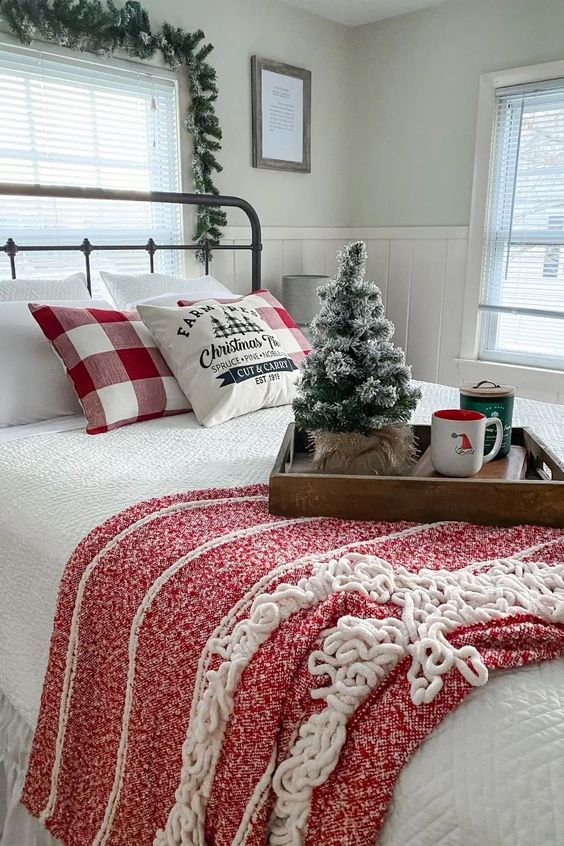 farmhouse style bedroom decorated with rustic elements