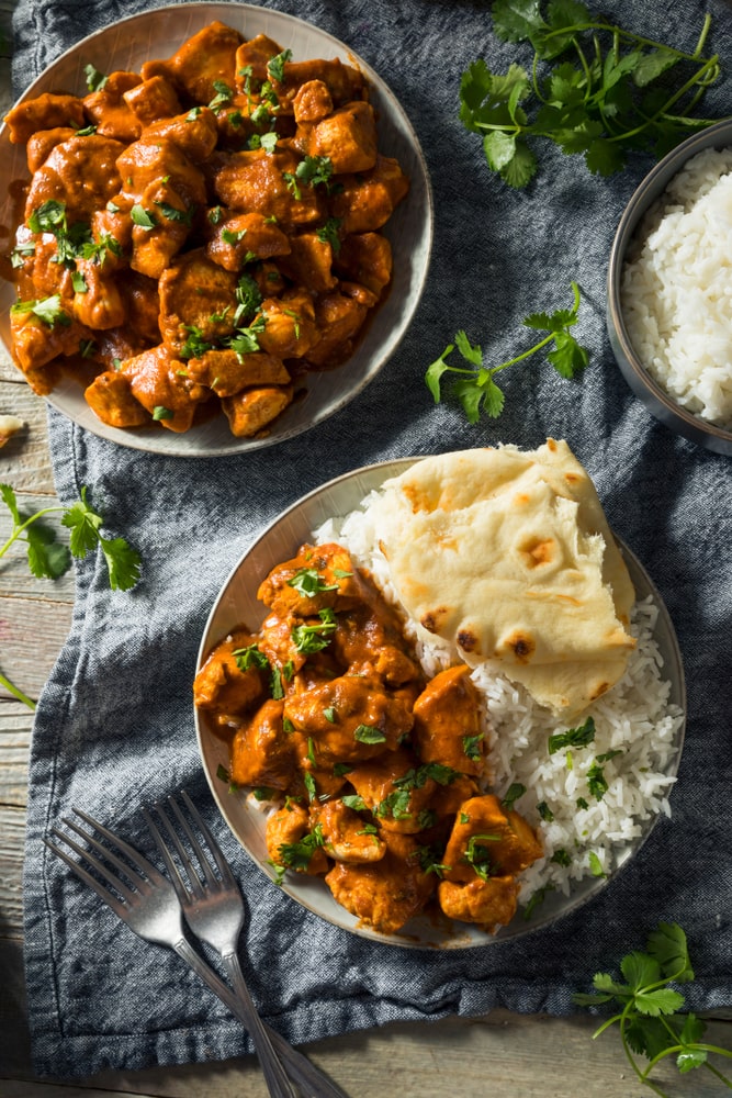 indian butter chicken naan bread