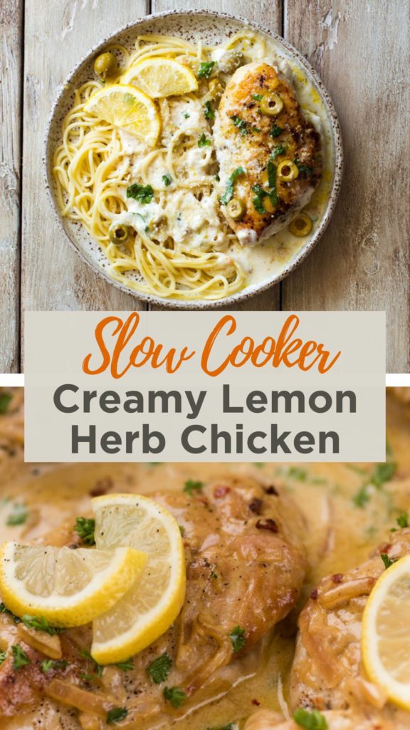 Crockpot creamy lemon herb chicken