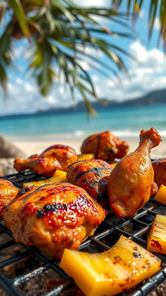 Deliciously grilled Huli Huli chicken with pineapple