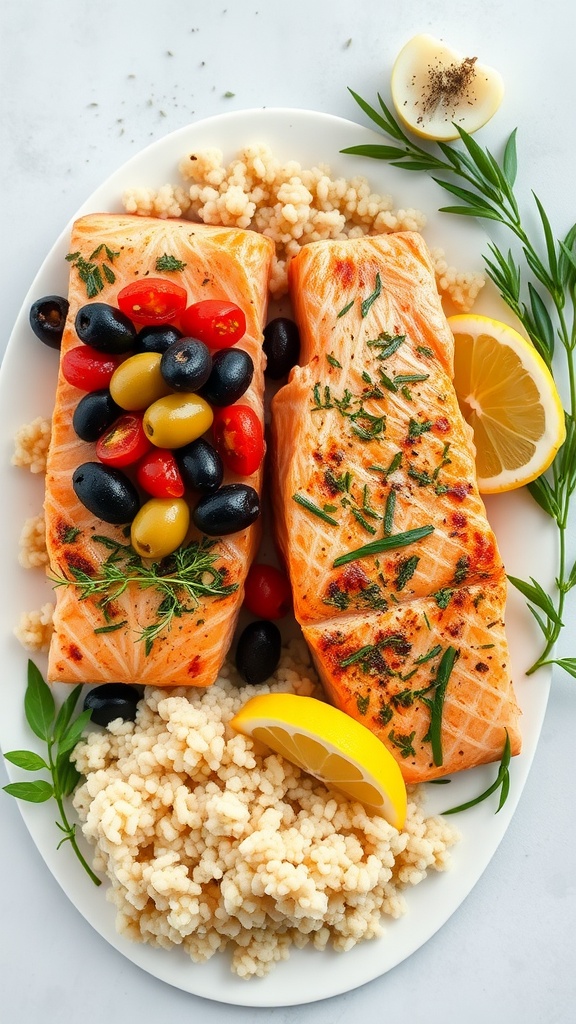 Mediterranean Salmon with olives and lemon