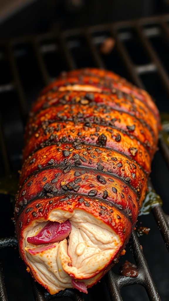 Grilled BBQ pork tenderloin with a smoky rub