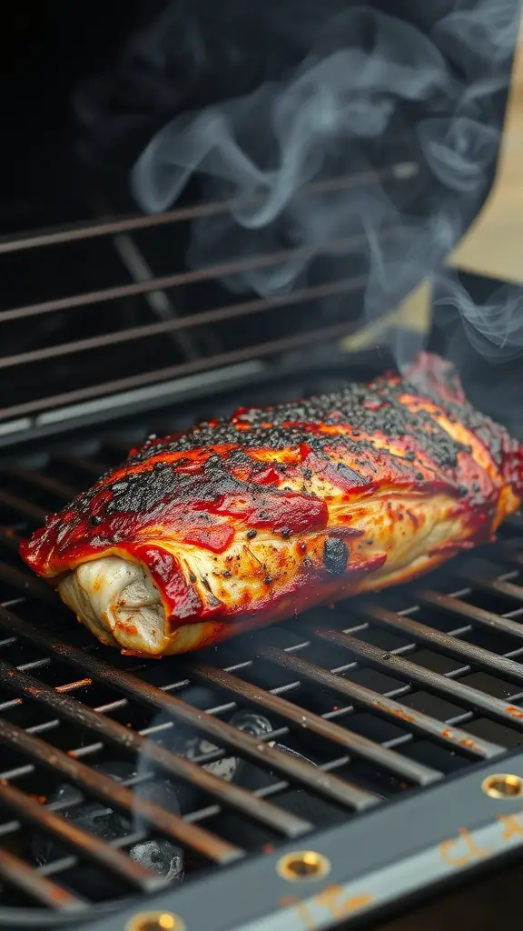 BBQ Rubbed Pork Loin on the grill