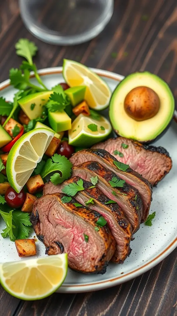 Cilantro lime grilled beef tenderloin with fresh ingredients