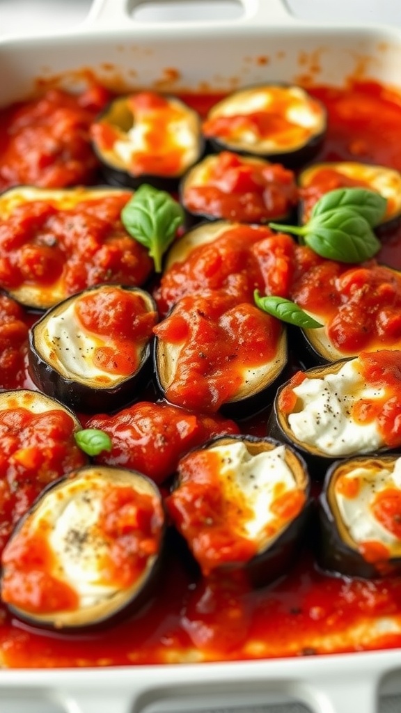 Eggplant Rollatini with Ricotta in marinara sauce