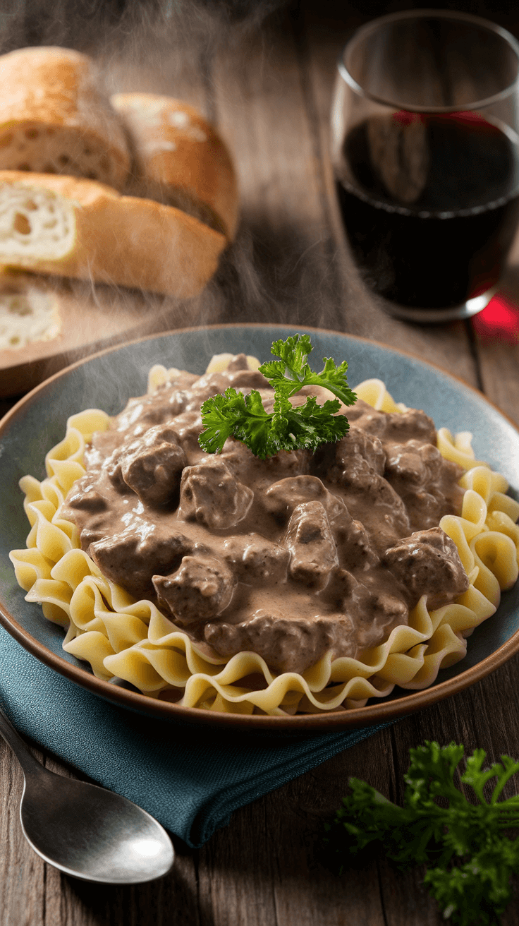slow cooker beef stroganoff recipe