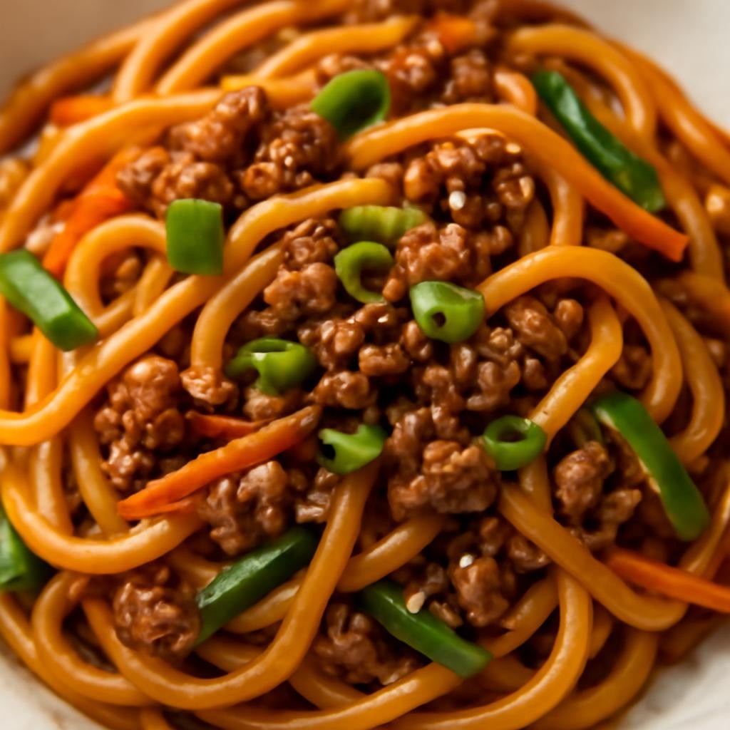 Ground Beef Mongolian Noodles