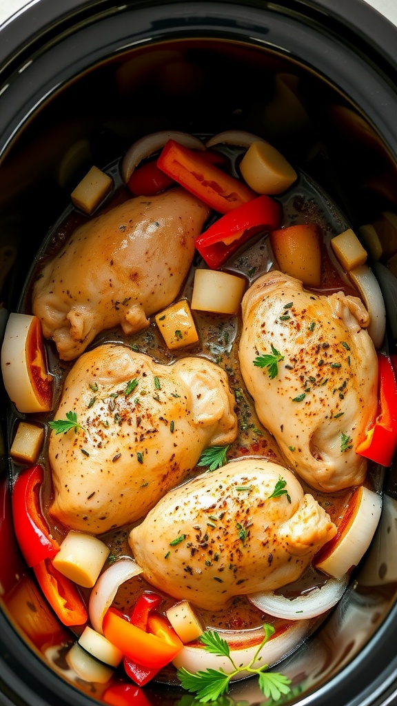 Crockpot Italian Chicken with Peppers