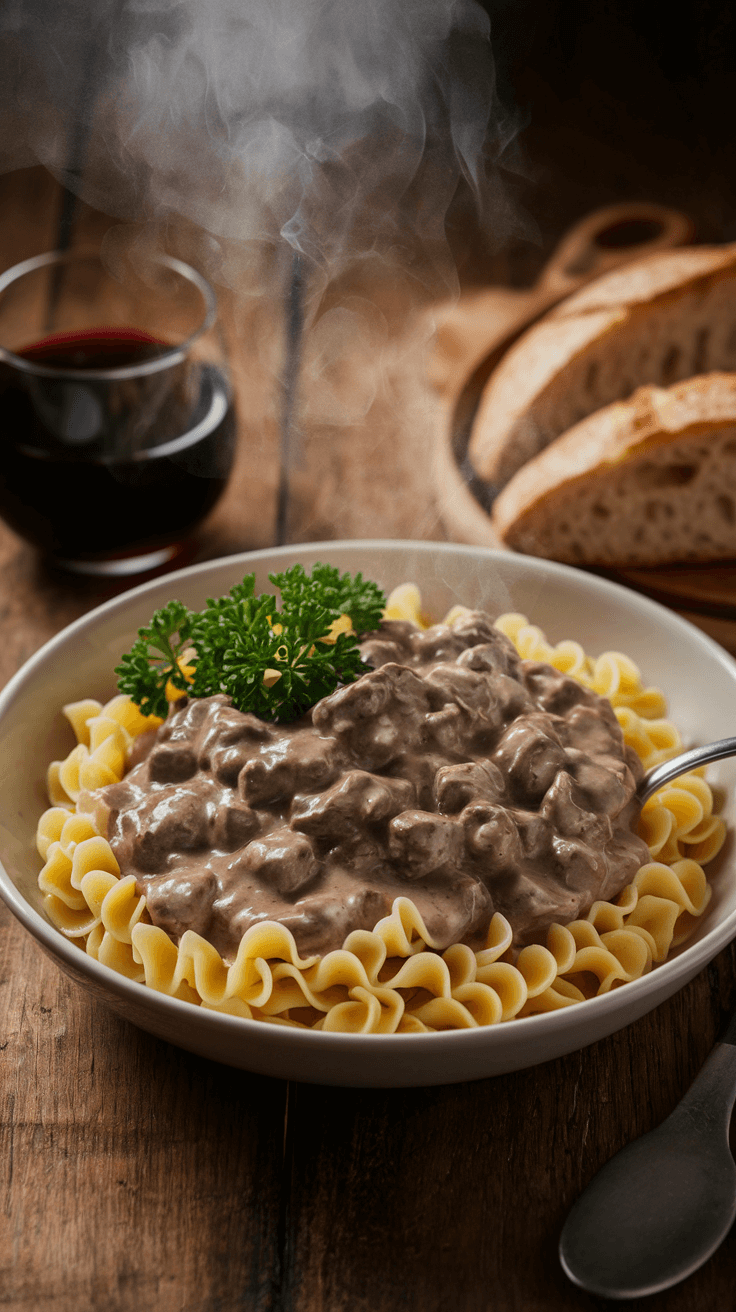 slow cooker beef stroganoff recipe