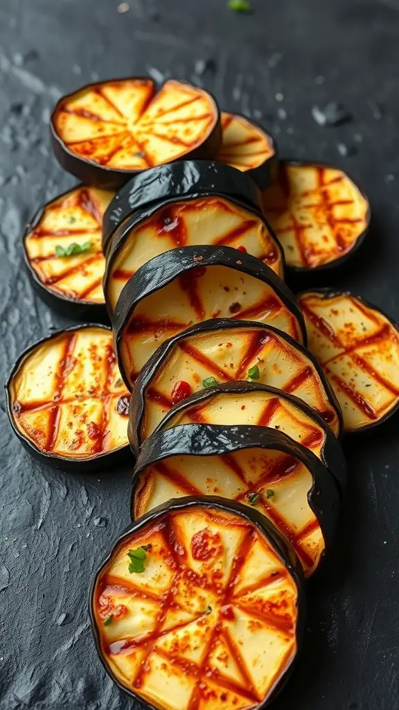 Grilled eggplant steaks with spices