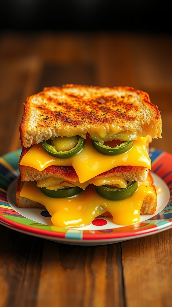 A delicious Spicy Jalapeño Popper Melt grilled cheese sandwich.