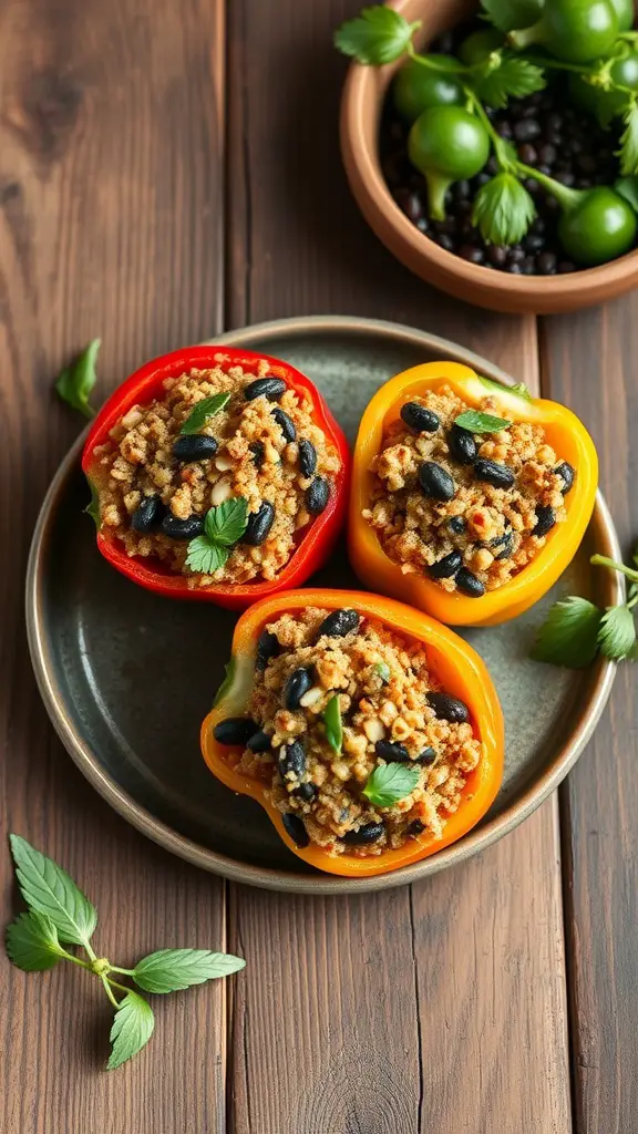 Stuffed bell peppers filled with quinoa and black beans