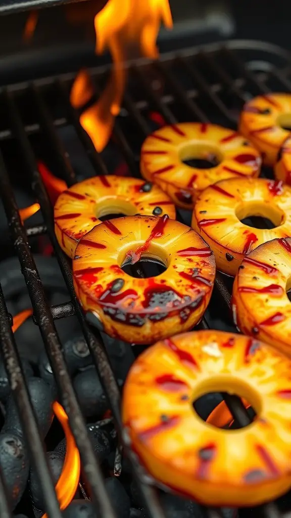 Grilled pineapple slices with a caramelized glaze