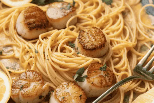 best Lemon Garlic Scallop Pasta