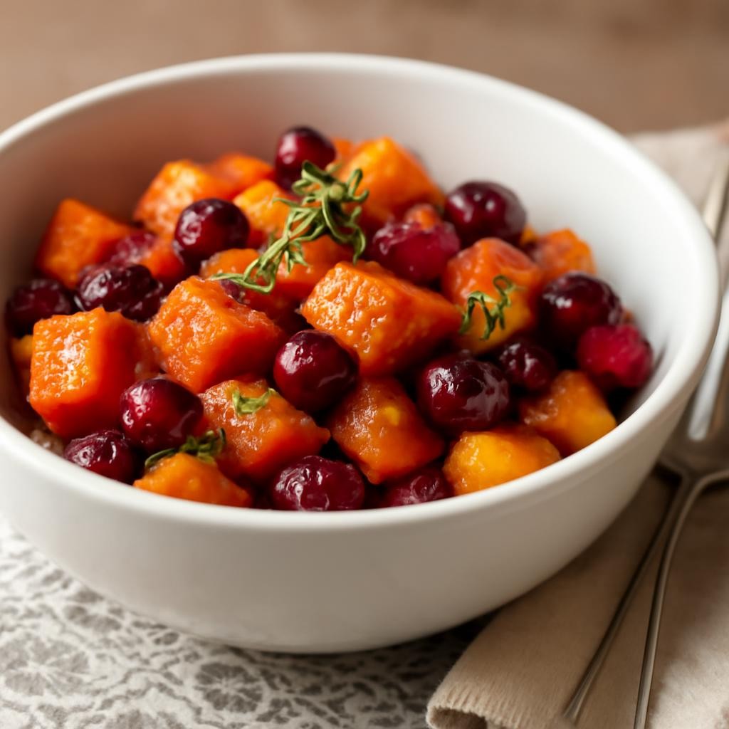 Roasted Butternut Squash with Cranberries