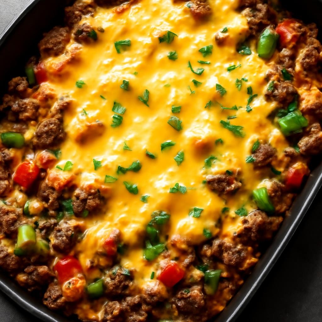 Cheesy Keto Ground Beef Casserole