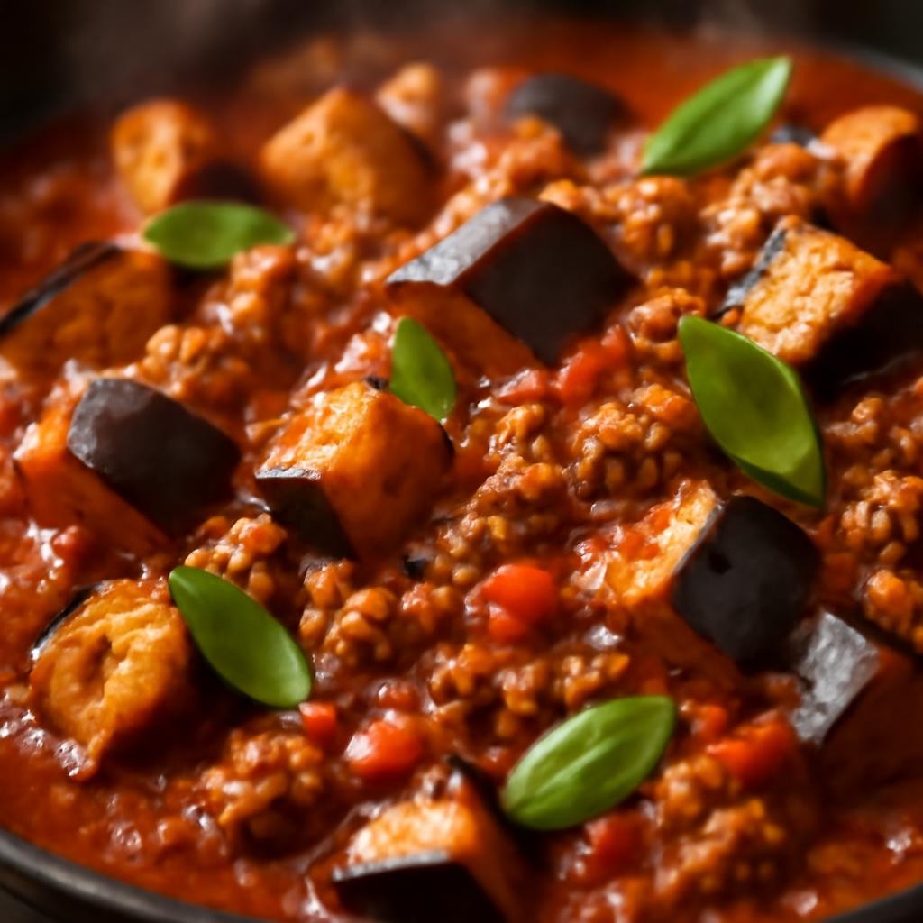 Eggplant Tomato Ground Beef Skillet