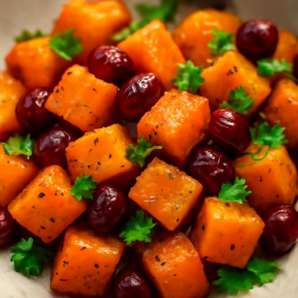Roasted Butternut Squash with Cranberries