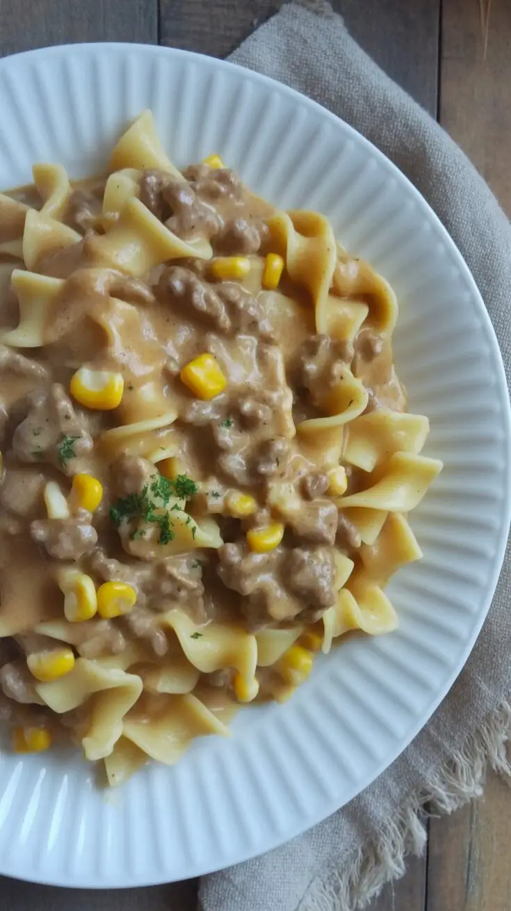 Creamy Ground Beef and Egg Noodles