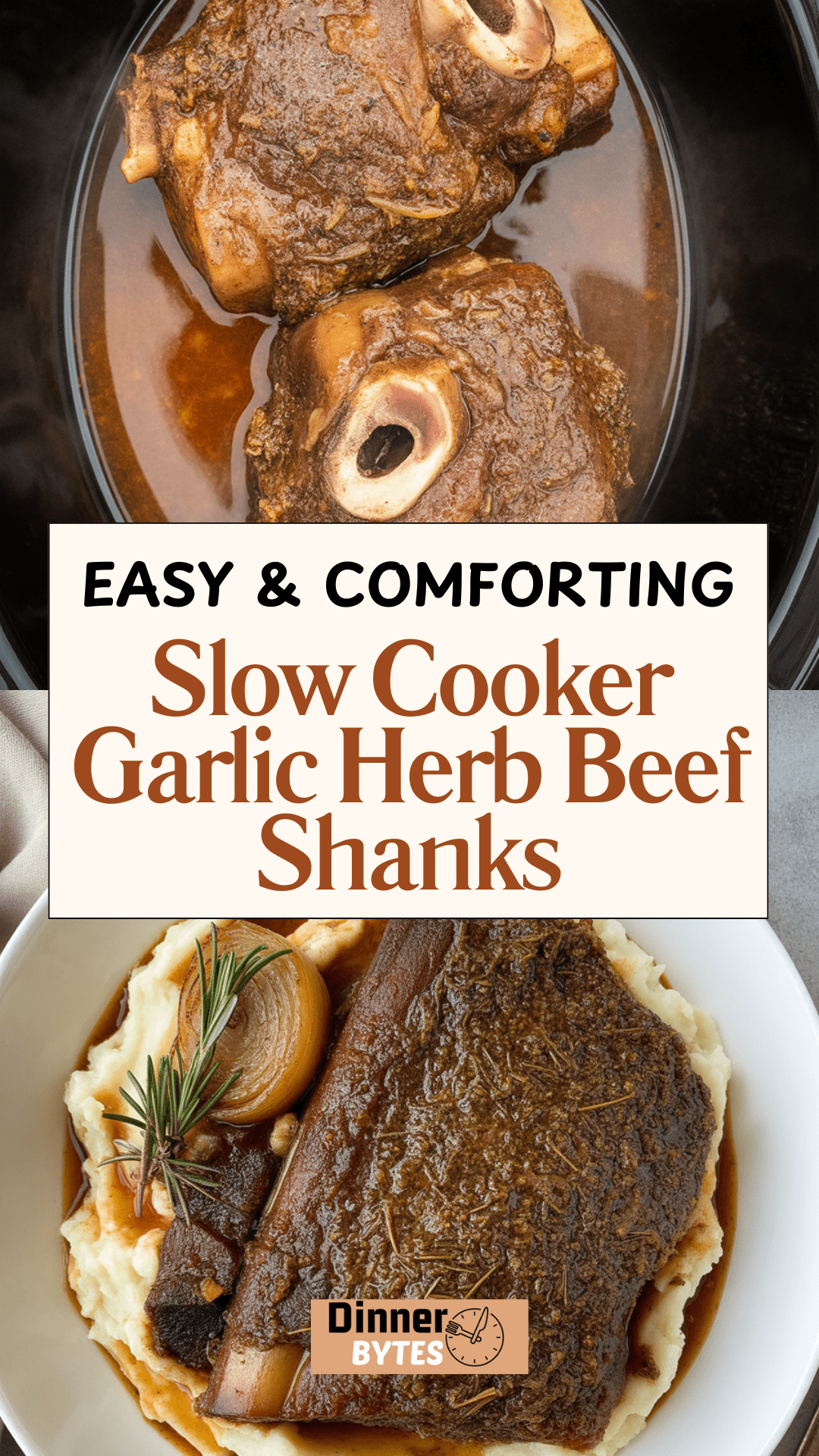Slow Cooker Garlic Herb Beef Shanks
