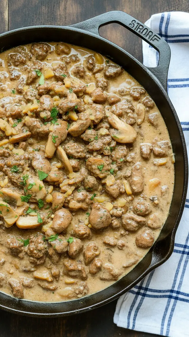 Ground Beef and Mushroom Skillet