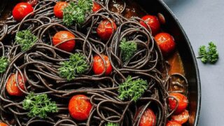 Squid Ink Pasta with Shrimp