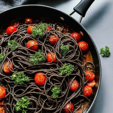 Squid Ink Pasta with Shrimp
