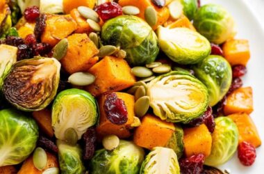 Roasted Butternut Squash and Brussels Sprouts easy